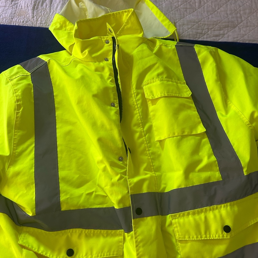 High-Visibility Yellow Jacket with Reflective Stripes